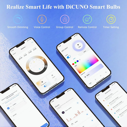 DiCUNO GU5.3 Smart Bulb, MR16 Smart WiFi LED Light, 12V, 5W 400LM, Compatible with Alexa and Google Assistant, Colour Changing Light Bulb, Dimmable LED, (4 Pack)