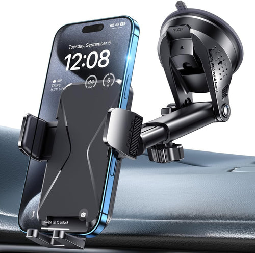Car Phone Holder Phone Mount for Car Windshield Dashboard Automotive [Super Stable] Automobile Cell Phone Holder Fit for Most iPhone Android Smartphone