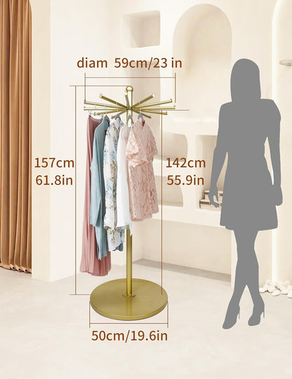 360-Degree Rotating Stand With 12 Arms（100lb Capacity） Storage for Scarves, Bags, Shawl, Etc | Heavy-Duty Metal Rack for Retail Stores, Boutiques & Home Organization