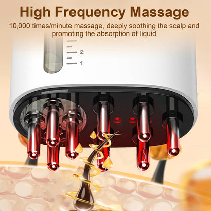 Electric Hair Brush & Scalp Massager with Oil Dispenser, Mess-Free Applicator for Nourishing Scalp and Hair Care, Rechargeable with USB Cable, Travel-Friendly, White