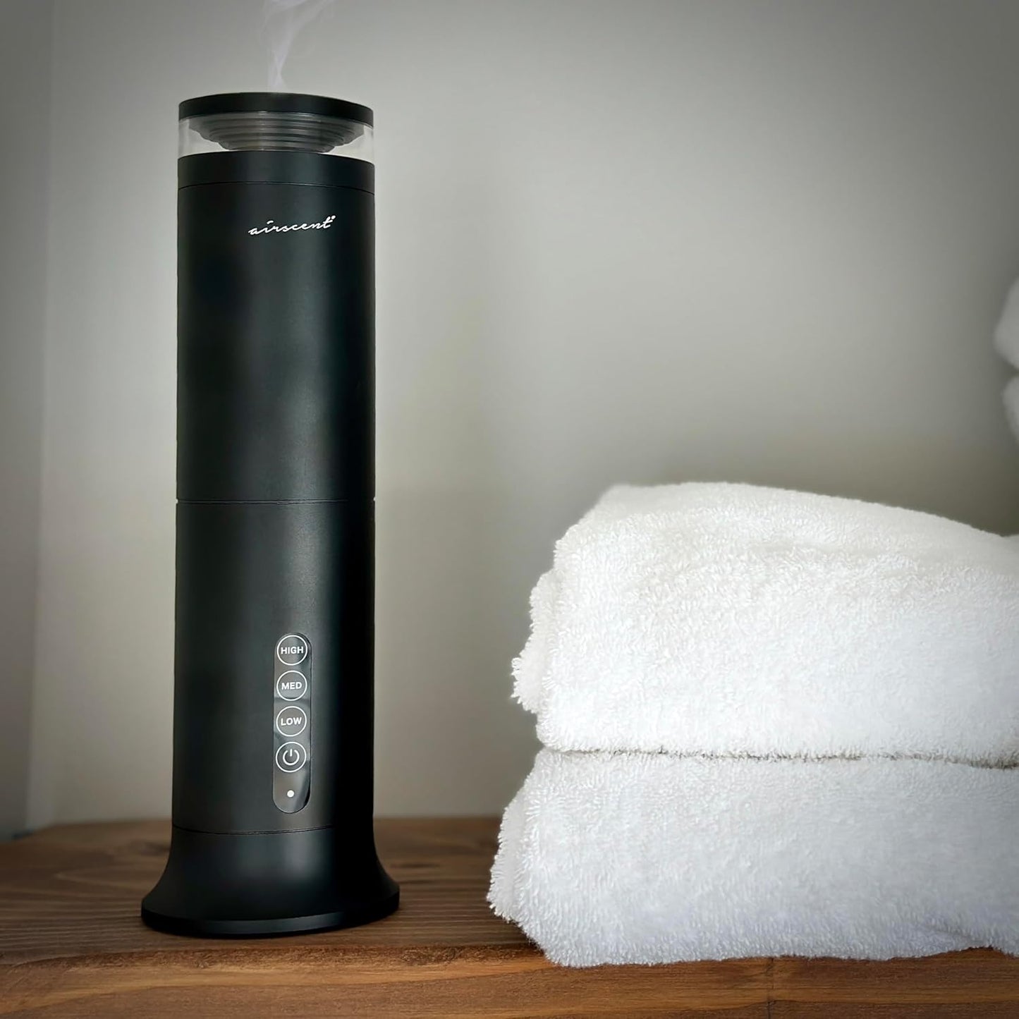 The AirScent Wireless Essential Oil Diffuser - Waterless Diffuser for Aromatherapy Oils - 100mL Capacity - 1000 Sq Ft Coverage - Smokey Black Aromatherapy Oil Diffuser for Homes, Offices & Hotels