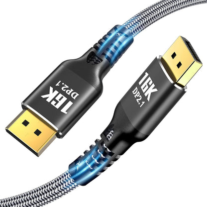 Azxcvbnm DisplayPort 2.1 Cable 16K@30Hz 10K@60Hz Gaming Display Cable for Video Streaming for Gamers and Designers
