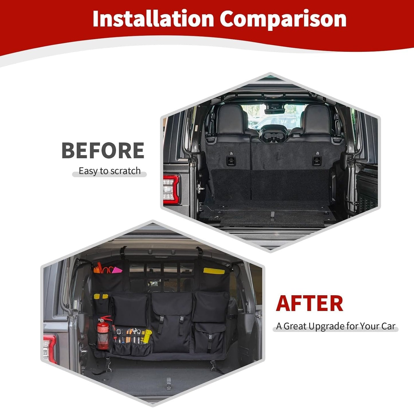 RT-TCZ for Wrangler JK JL Trunk Storage Bag Organizer with Multi-Pockets Tool Kits Cargo Bag for Jeep Wrangler JK JKU JL JLU