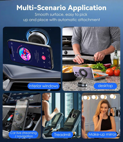 CloudValley Vacuum Magnetic Suction Car Phone Holder for MagSafe, [360° Rotation] Magnetic Phone Holder Car, Suction Cup Phone Mount for Car/Travel/Desktop, Fits iPhone 16 15 14 Android, Black