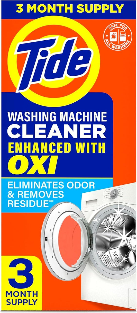 Tide Washing Machine Cleaner, Washer Machine Cleaner with Oxi for Front and Top Loader Washer Machines, Deep Cleaning Residue & Odor Eliminator, 3 Count (Pack of 1)