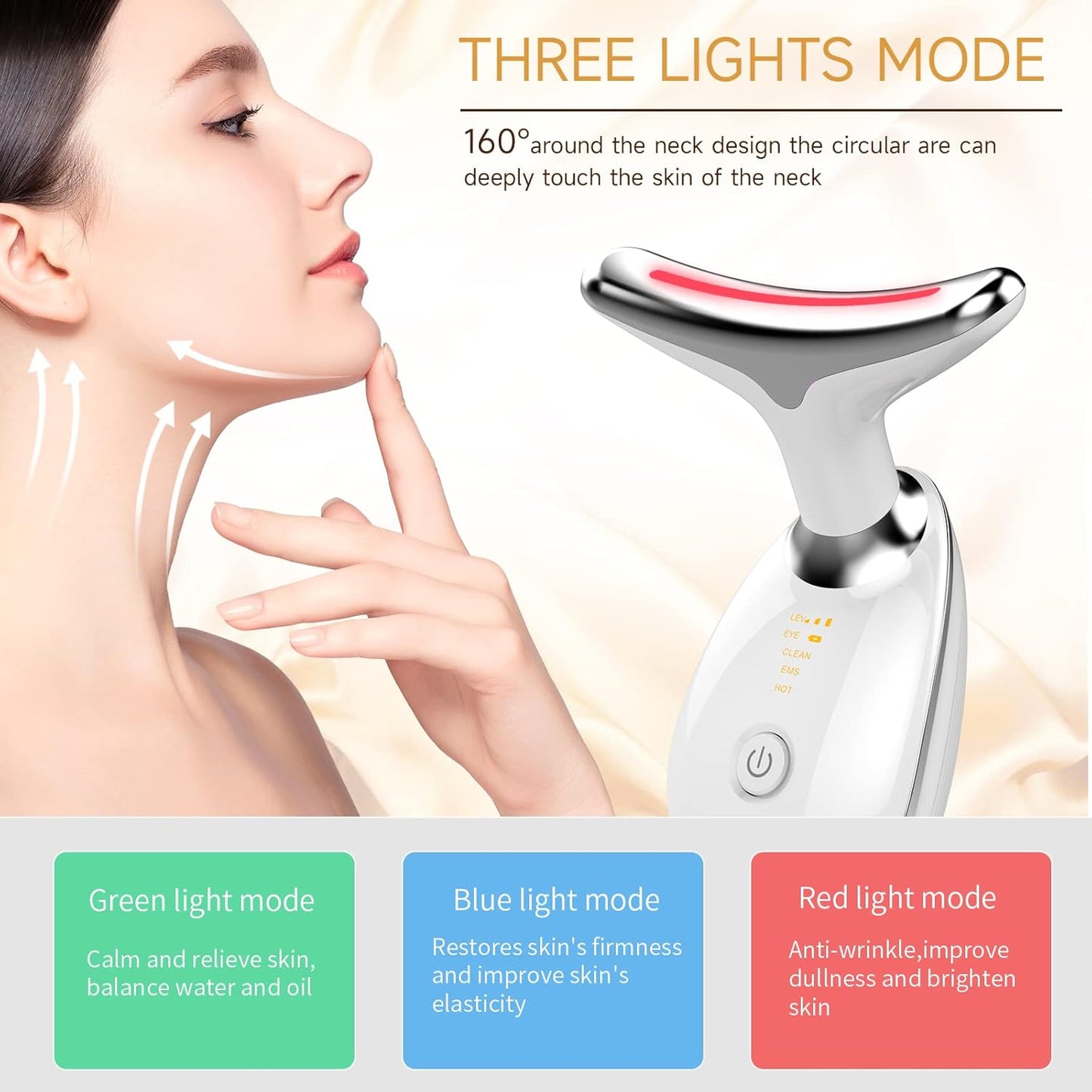 ASEXETIC Firming Wrinkle Removal Device for Neck Face, Double Chin Reducer, 3 in 1 Portable Face Massager for Skin Care, Face Sculpting Tool, Vibration, Thermal, Microcurrent