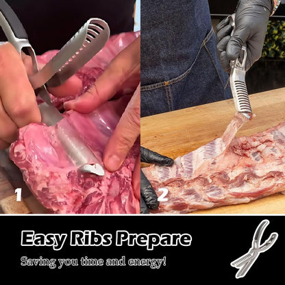 Rib Prep Tool, Rib Membrane Removal Tool, Makes Removing The Membrane So Easy, with Arc Clamp & Non-Slip Grip, Dishwasher Safe Barbecue Accessories (1 Set)