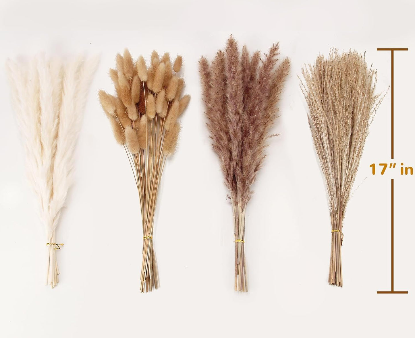 Artificial Pampas Grass Decor, 100 PCS Pampas Grass Contains Bunny Tails Dried Flowers, Reed Grass Bouquet for Wedding Boho Flowers Home Table Decor, Rustic Farmhouse Party (White and Brown)