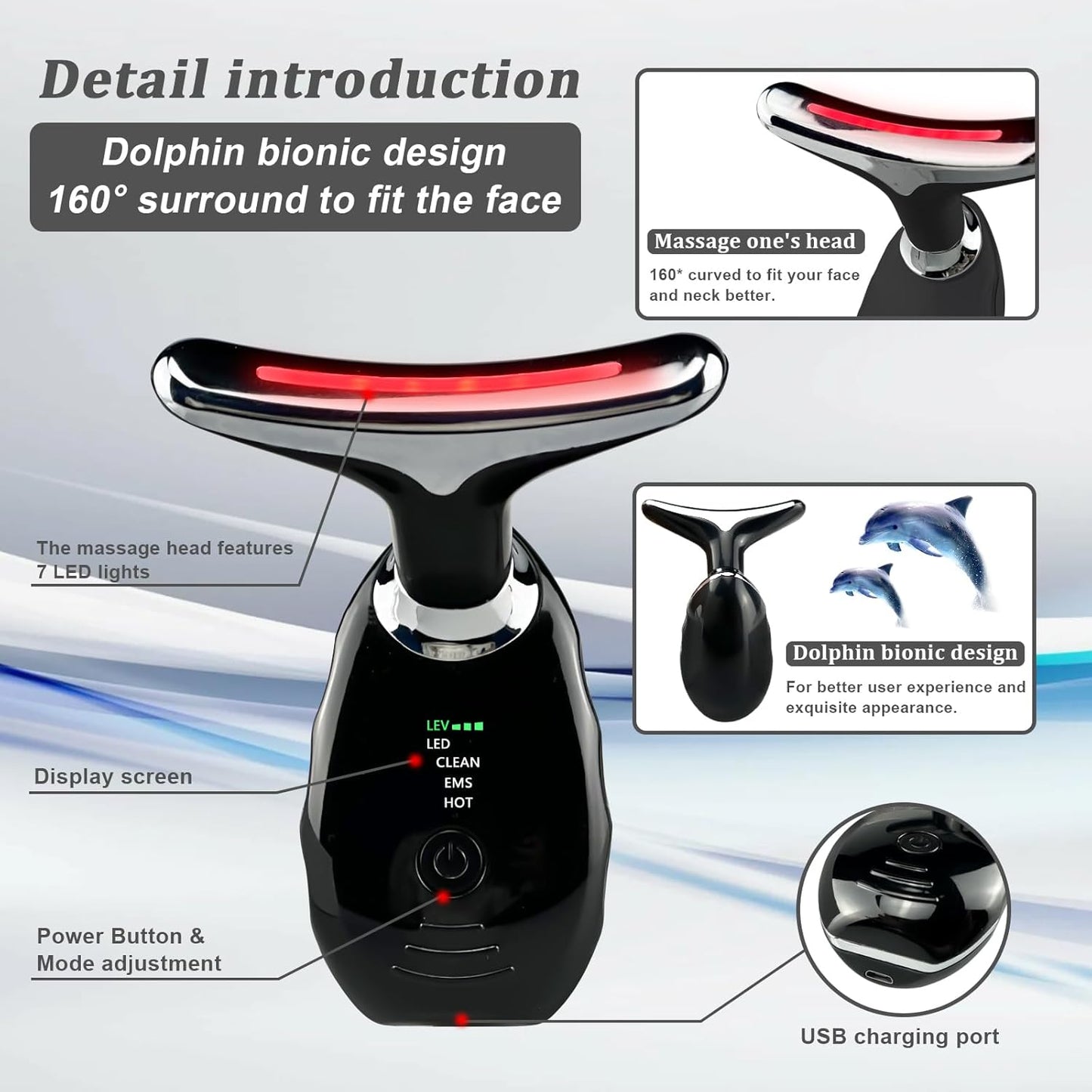 7-in-1 Neck Face Beauty Massager, Update Red Light Therapy for Face Neck Massager, Portable Facial Beauty Device for Skin Care, Wrinkle, Lifting, Face Sculpting, Firming Sagging Skin Tool