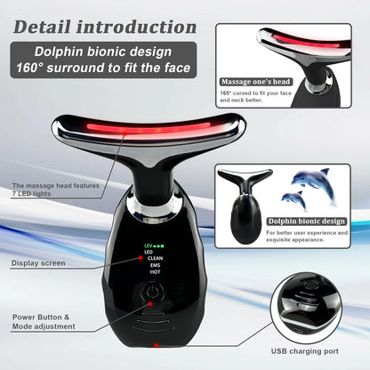 7-in-1 Neck Face Beauty Massager, Update Red Light Therapy for Face Neck Massager, Portable Facial Beauty Device for Skin Care, Wrinkle, Lifting, Face Sculpting, Firming Sagging Skin Tool