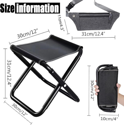 Camping Stool,Portable Folding Stool,Lightweight Collapsible Small Seat Chair with Carry Bag and Mini Fanny Pack,Load Capacity to 100KG,for Outdoor Adults,Travel,Hiking,BBQ, Fishing,Beach