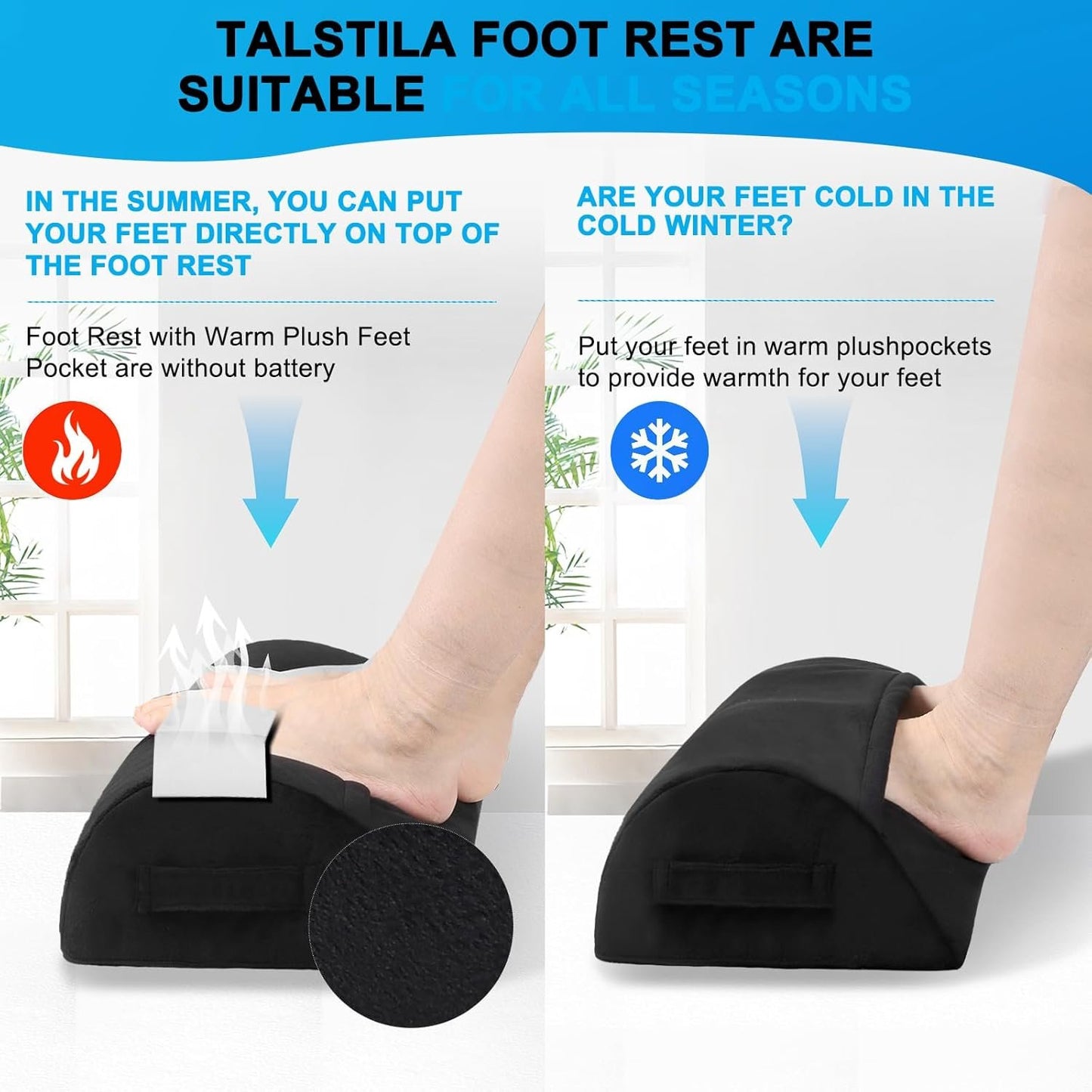 TALSTILA Foot Rest for Under Desk at Work, Footrests with Warm Plush Feet Pocket, Ergonomic Foam Footrest, Under Desk Footrest, for Office Desks & Office Chair - Back & Leg Pain Relief