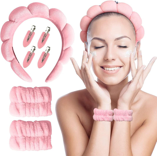 Face Wash Cuffs, Duck Clips, Elastic Soft Wristbands for Face Washing for Women, Absorbent Bracelets, Skin Care, Washing and Shower