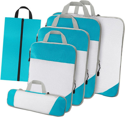 Gralara Ultimate Travel Packing Cubes Set for Seamless Organization, Sky Blue
