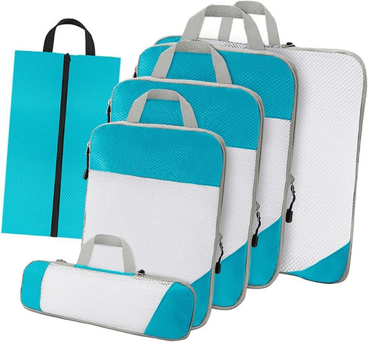 Gralara Ultimate Travel Packing Cubes Set for Seamless Organization, Sky Blue