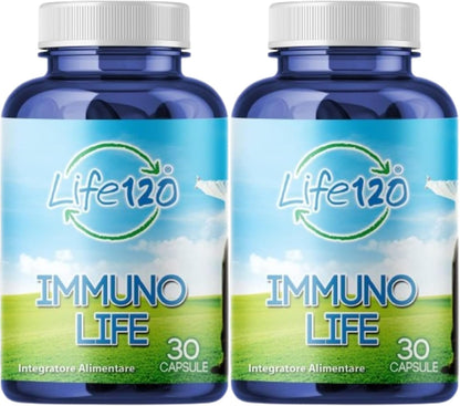 Life 120 - Immuno Life - 30 CAPSULES - Food supplement based on plant extracts, vitamins and minerals - Pack of 2