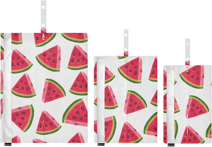 Red Triangle Watermelon 3 Set Packing Travel Organizer Portable Bags For Closet Ziplock Bag Storage And Organization