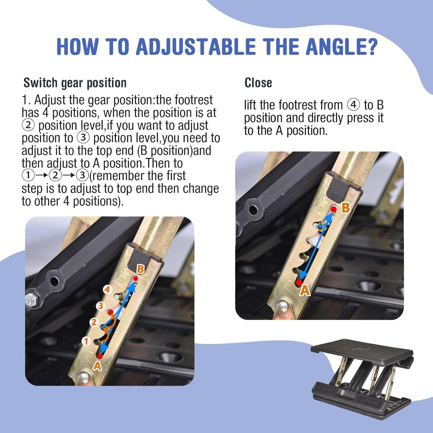 Leermart Foot Rest for Under Desk at Work 4-Level Height Adjustable, Lengthen Ergonomic Foldable Footrest for Office, Gaming,Computer, Soft & Removable Pad Desk Foot Stool for All Seasons (Brown Plus)