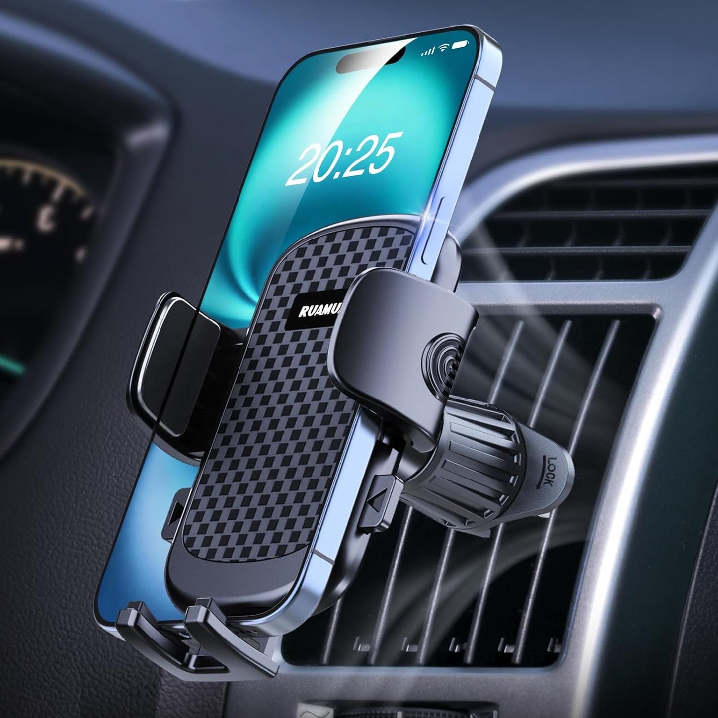 [2025 Upgraded] Car Phone Holder Vent Mount Extended Metal Hook[Ultra-Stable][Wider Clamp & Fit Thicker Case] Cellphone Car Mount for iPhone 16 Pro Max 15 Plus 14 13 12 Android Samsung S25 Ultra Pixel