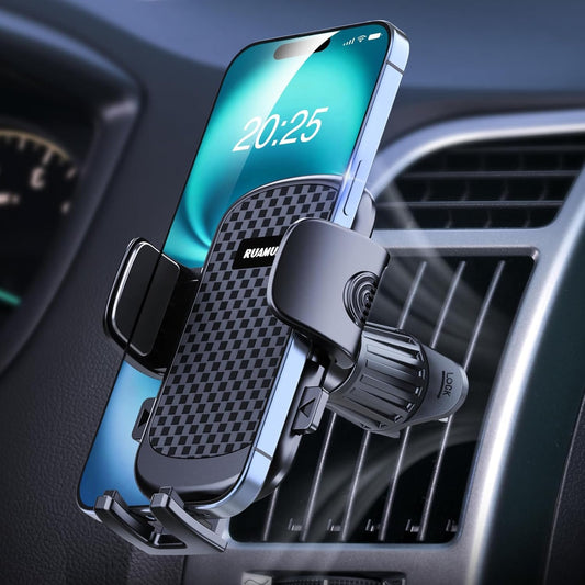 [2025 Upgraded] Car Phone Holder Vent Mount Extended Metal Hook[Ultra-Stable][Wider Clamp & Fit Thicker Case] Cellphone Car Mount for iPhone 16 Pro Max 15 Plus 14 13 12 Android Samsung S25 Ultra Pixel