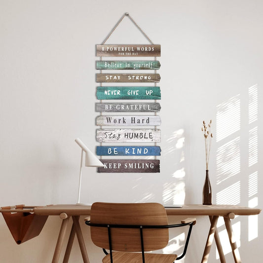 Joyhawk Rustic Inspirational Wall Art Decor, Wooden Hanging Motivational Quotes Wall Art for Home Office, Living Room, Bedroom, Bathroom, Classroom, Gym 12"x24"