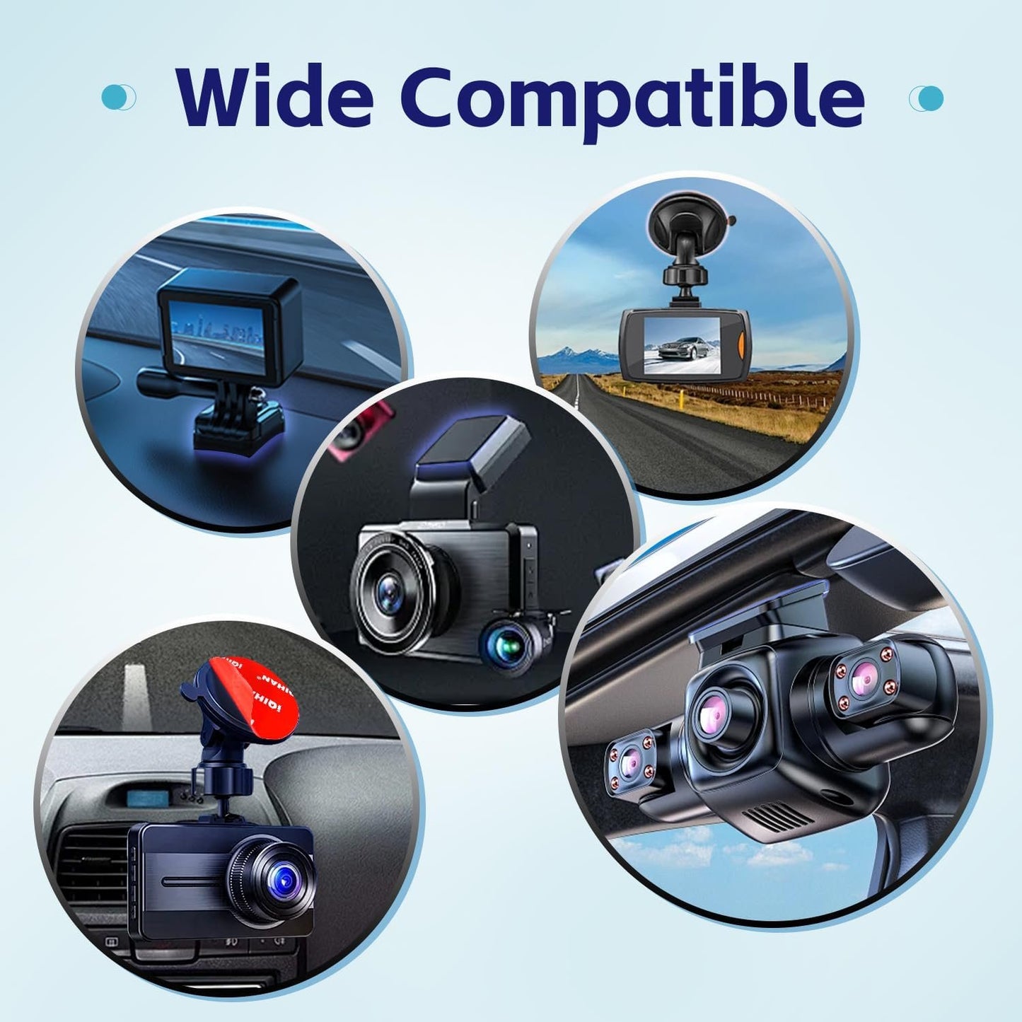 Sticky Adhesive Pads for Dash Cam Mount, 5pcs 63mm(2.48") Round Strong Double-Sided Mounting Sticker Tape Replacement for Dashcam Car Window Dashboard/Windshield Camera Suction Cup Holder Base