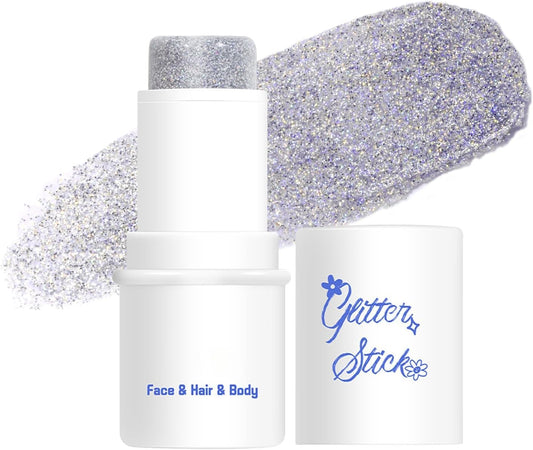 Prreal Body Glitter, Sparkling Body Glitter Stick, Face Glitter Gel, Mermaid Sequins Glitter for Hair Nail, Sequins Chunky Glitter Stick Rave Accessories Stage Halloween Festival Makeup (#06 Silver)