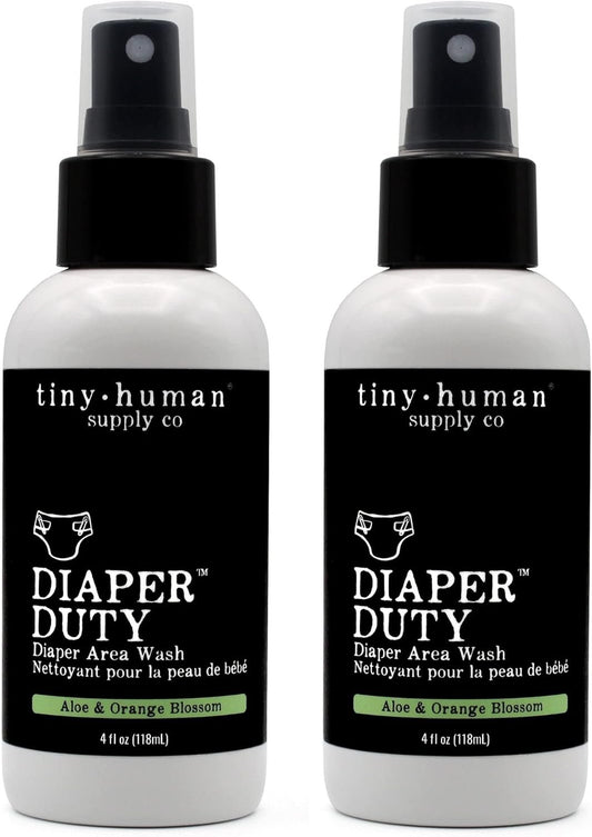 Diaper Duty Diaper Area Wash 4oz (2 Pack), Orange Blossom & Aloe, Gentle Cleansing Spray for Cloth Diapers, Calming & Soothing