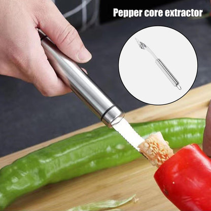 Svuoti-peperoni, Sottopomodori - 2 pezzi Svuota frutta seghettata,Accessori per barbecue da cucina, vuoti portatili utensili gadget da cucina per pomodori, zucchine