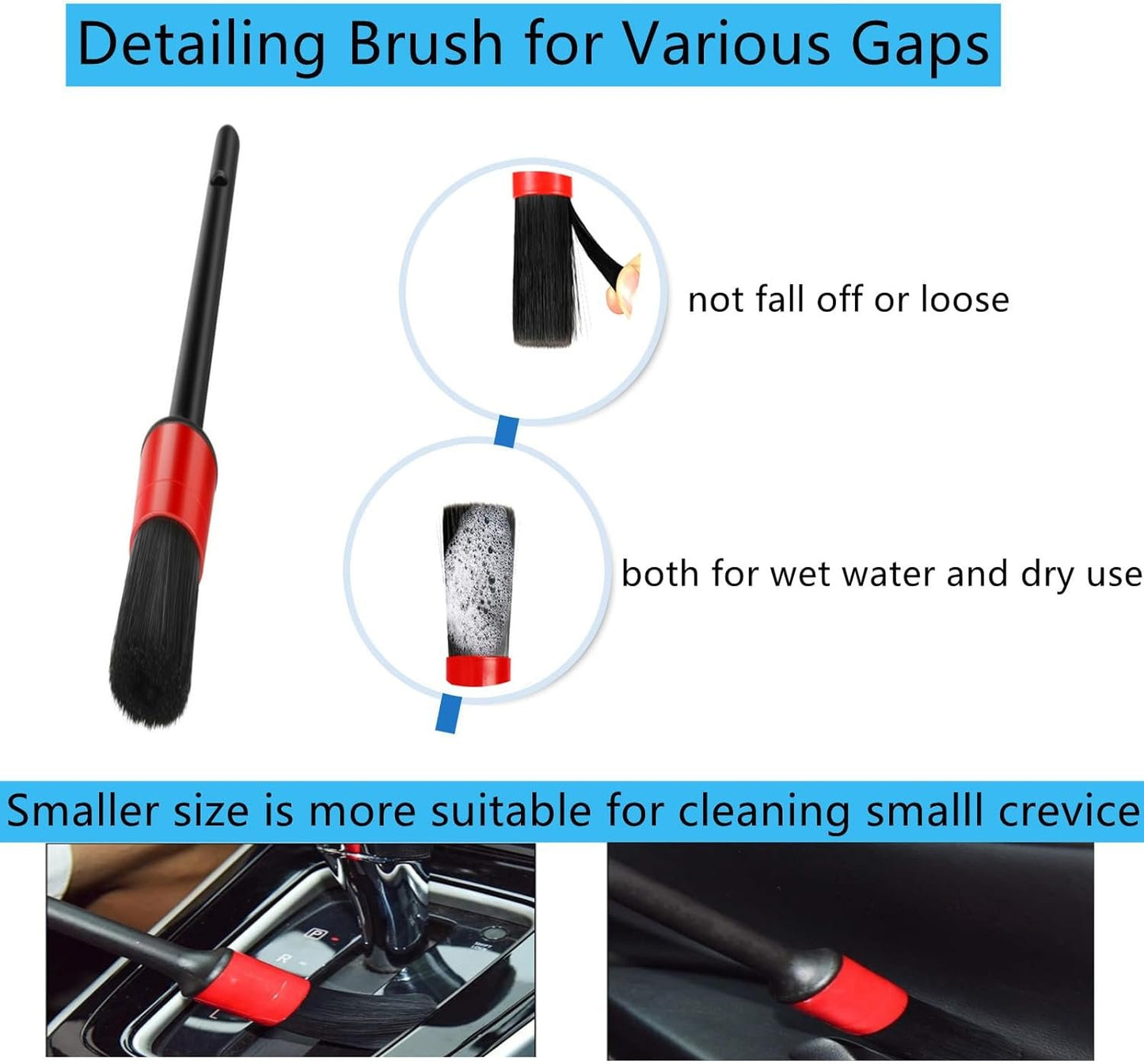 Car Detailing Brushes Duster Cleaning Kits, Soft Hair Dashboard Air Vent Crevice Dusting Detail Cleaner Interior Accessories Tools for Decoration,Automotive,Truck,SUV,RV