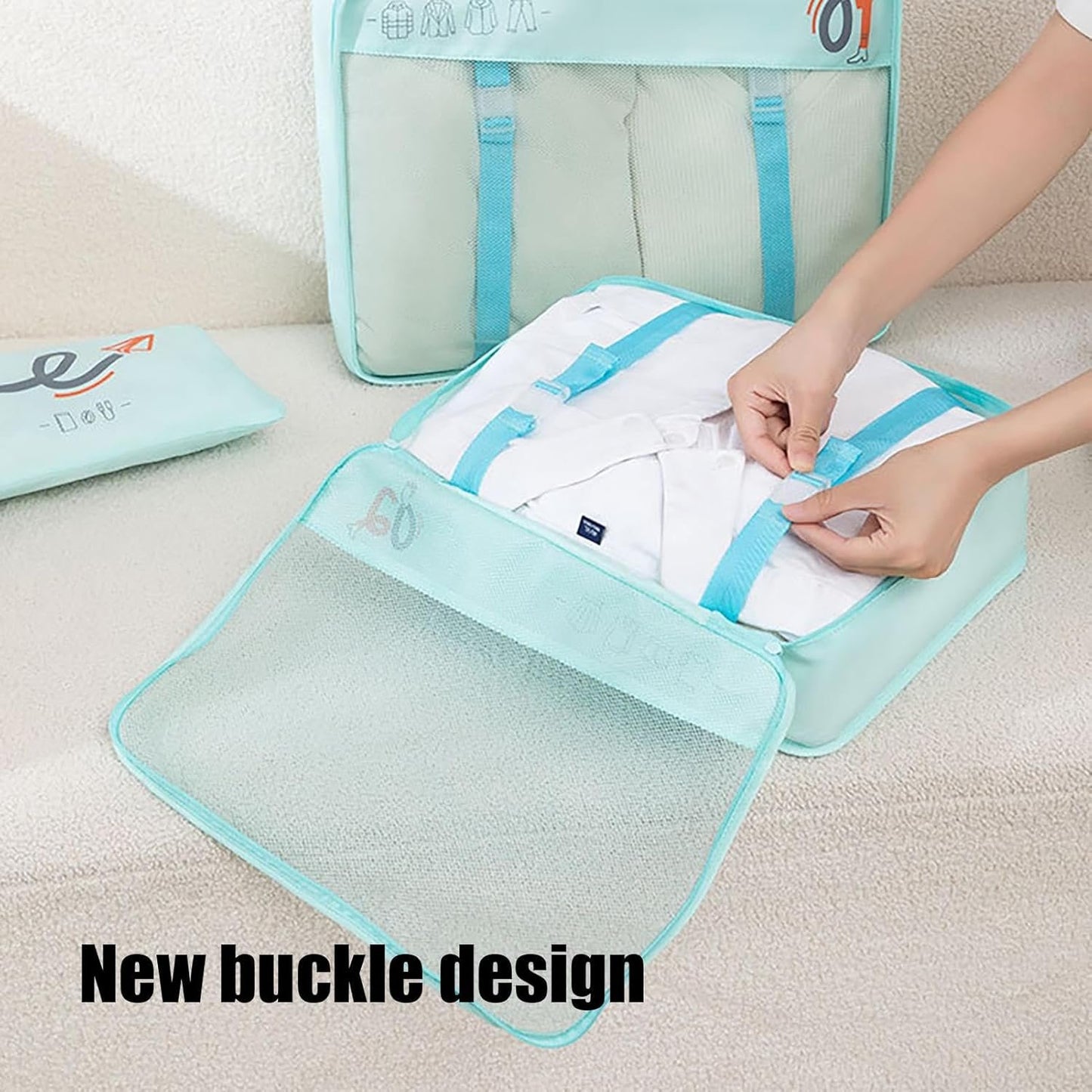 6pcs Clothes and Travel Essentials Packing Cubes Set - Organization Bags for Underwear, Socks, Bras, T-Shirts, Panties, Towels