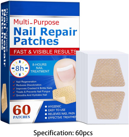 Nail Patches,Repair Patches,Care Pads,Made of Non-woven Fabric,Breathable, High Comfort,Cracked, Rough, Discolored, Brittle Nails,Restore Natural Radiance, Gentle Care,60 Tablets