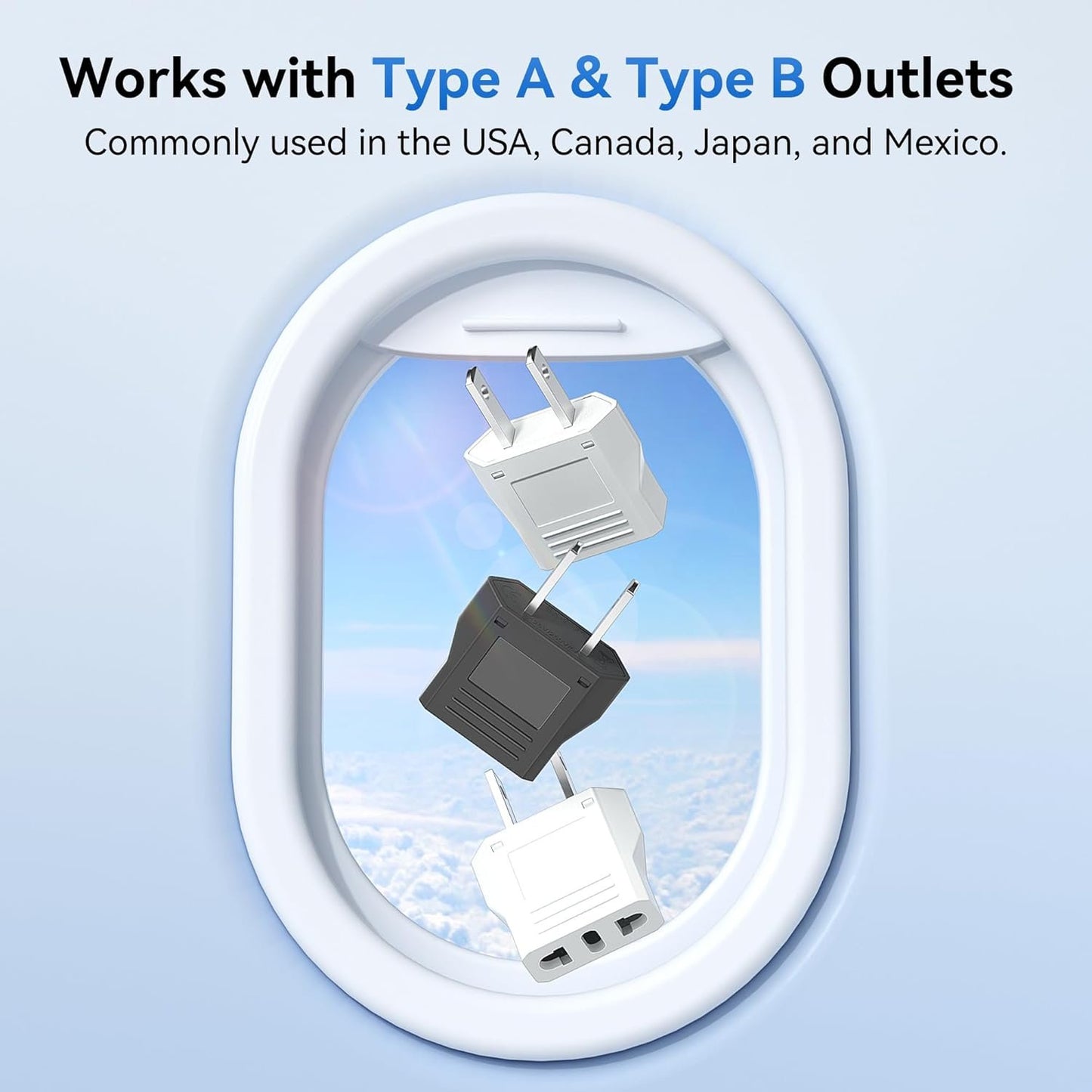 European to Canadian Plug Adapter, Unidapt Europe to USA Adapters, EU to CA Pin Converter, Travel from Europe to USA Outlet, Power Travel Adapters European to American, Canada, Mexico, Type A