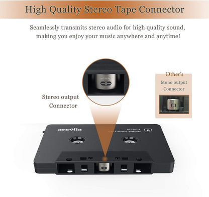 arsvita Car Audio Cassette to Aux Adapter, 3.5 MM Auxillary Cable Tape Adapter