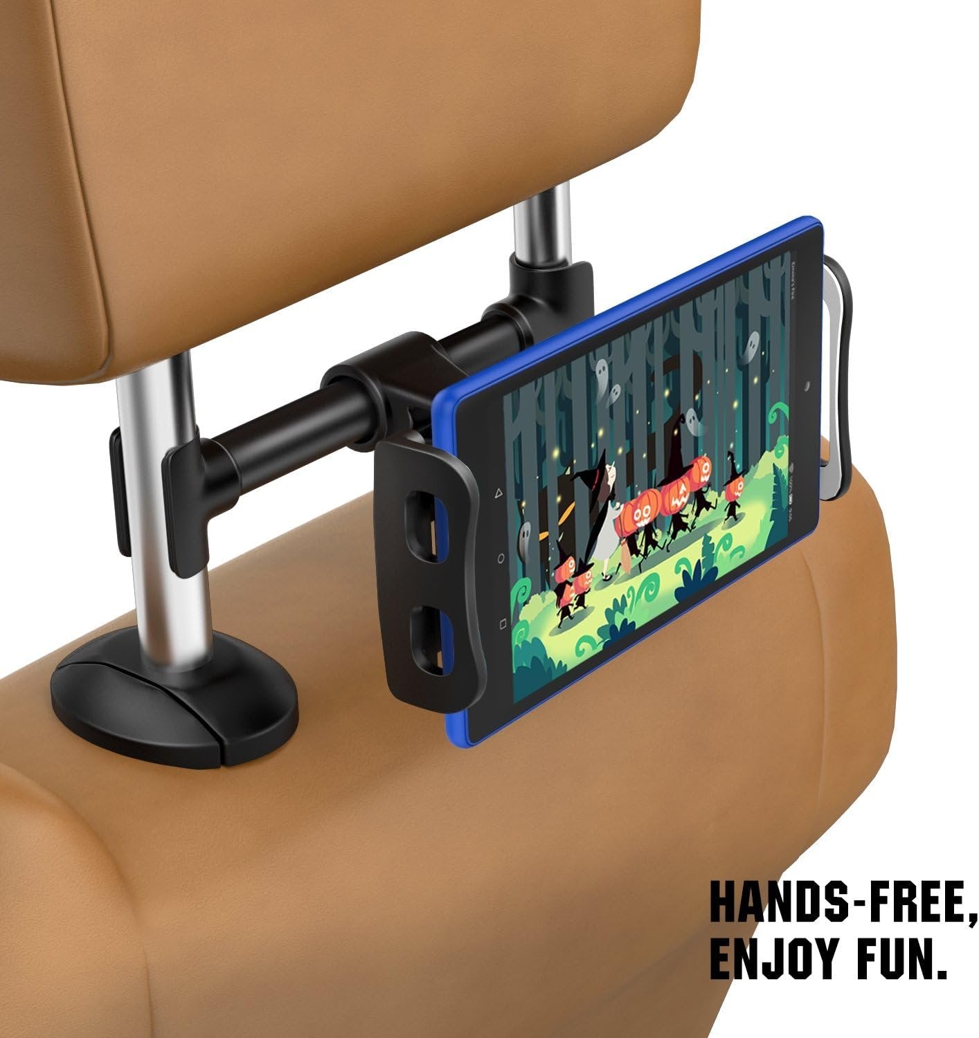 MoKo Headrest Phone/Tablet Car Mount, Adjustable Tablet Holder for 4-12.9" Devices, Fit with iPhone 16/Pro/Pro Max/Plus, iPhone 15/Pro/Plus/Pro Max, iPhone 14 Pro Max/14, iPad Air 4/Mini 6,Black