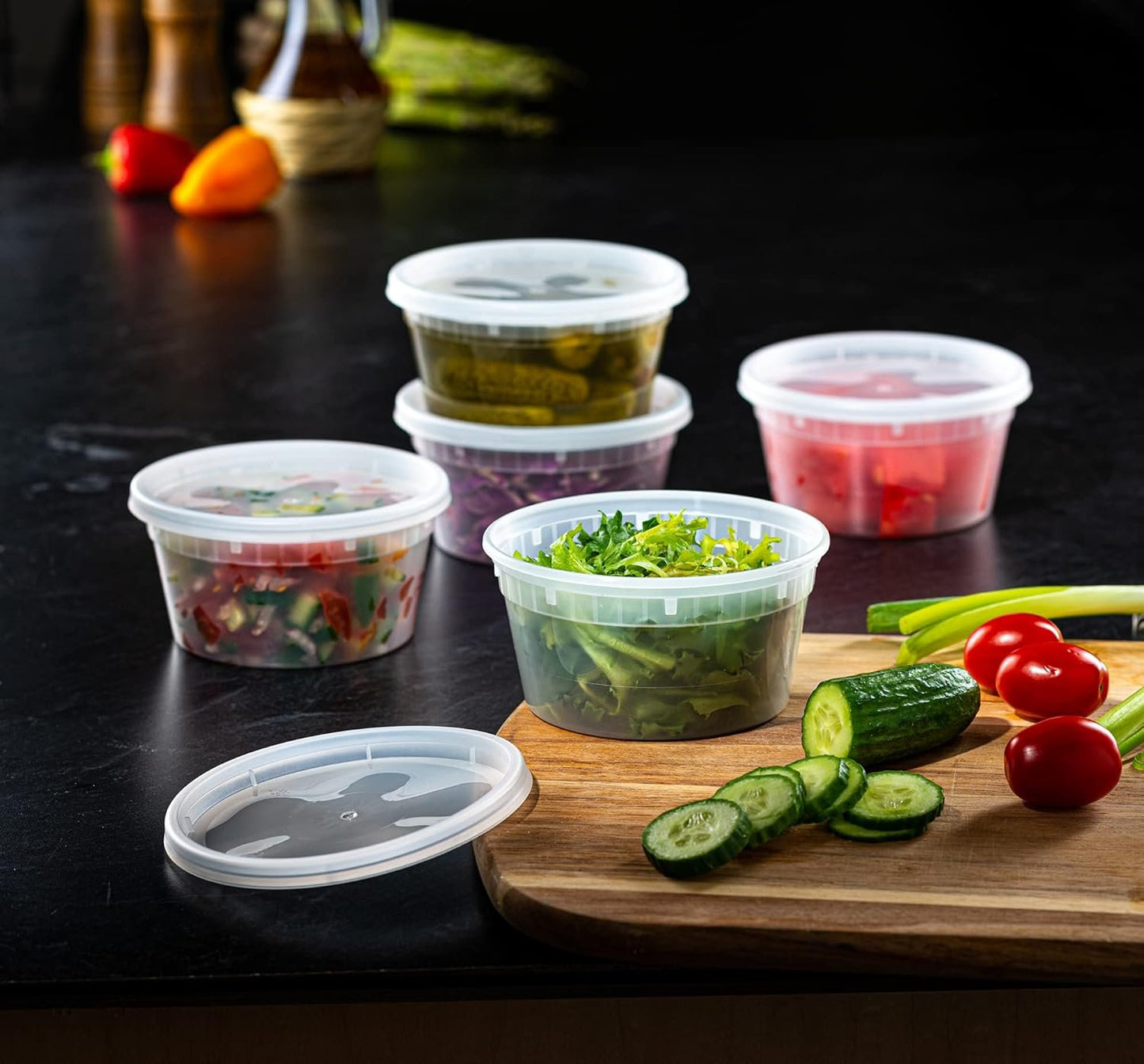 Pantry Value [12 oz. - 48 Count] Food Storage Deli Containers with Lids - Perfect for Storing Soups, Sauces, and Snacks