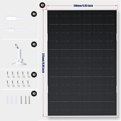 VUEBEE 7W USB C Solar Panel for Security Camera, Solar Charger Compatible with Eufycam 2C/2C Pro/2/2 Pro/E20/E40/E, with Micro USB Connector (2 Pack)