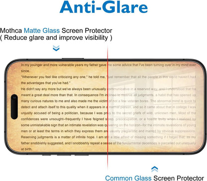 Mothca Matte Screen Protector for iphone 16 Plus Tempered Glass Film, Anti-Glare & Anti-Fingerprint, Case Friendly, Easy Install Bubble Free -Smooth as Silk, 6.7 inch (2 Pack)
