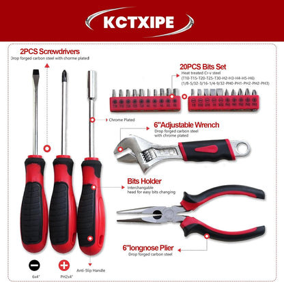 KCTXIPE Portable Household Tool Kit for Women & Beginners - 12" Starter Tool Set with Durable Bag, Ideal for Home, Apartment, Dorm, Office, and DIY Projects