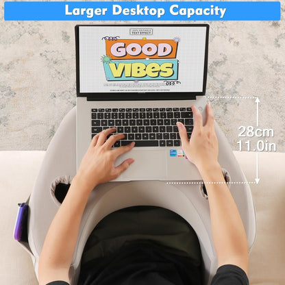 Reading Pillow for Gaming, Enlarge Arm Rest Pillow with Laptop Stand&Pocket for Adult, 100% Memory Foam Bed Rest Pillow for Gaming, Reading, Working, Laptop Desk Pillow for Couch Bed Floor,Grey