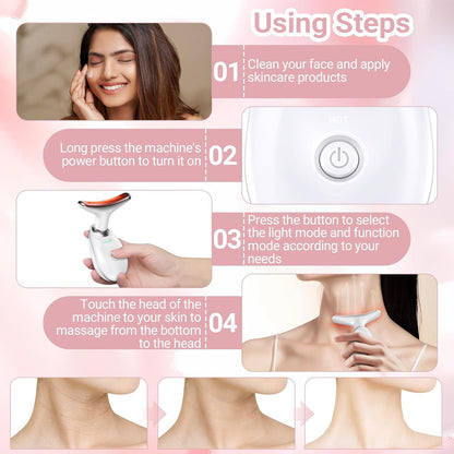 Neck Facial Massager, Light Face Neck Massager for Skin Care, Multifunctional Facial Skincare Tools with Vibration, at Home