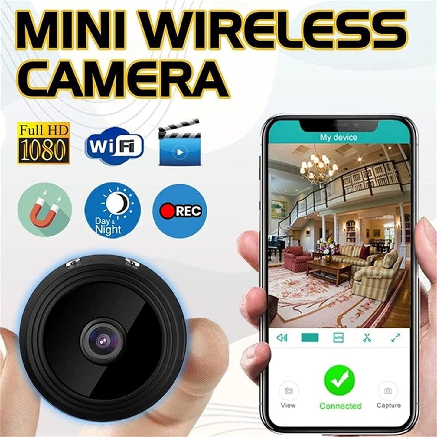 Secret Scope Camera, Secret Scope, Secret Scope Mini Security Camera, Mini Wire-Free Monitor with Night Vision Function, Outdoor Wireless 1080p HD (4Black)