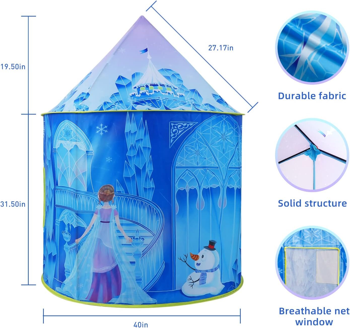 Cosone Kids Play Tent, Frozen Toy for Girls, Princess Castle Playhouses Indoor, Outdoor Princess Toys, Toddler Tent Birthday Gift for Girls Age 3 4 5 6 7 8