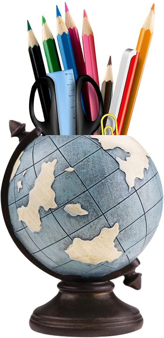 MUAMAX Globe Pen Holder Desk Organizer Pencil Holder for Desk Pen Organizer and Storage Desk Organizer Accessories Pencil Holder Cup for School, Office, Home Decor