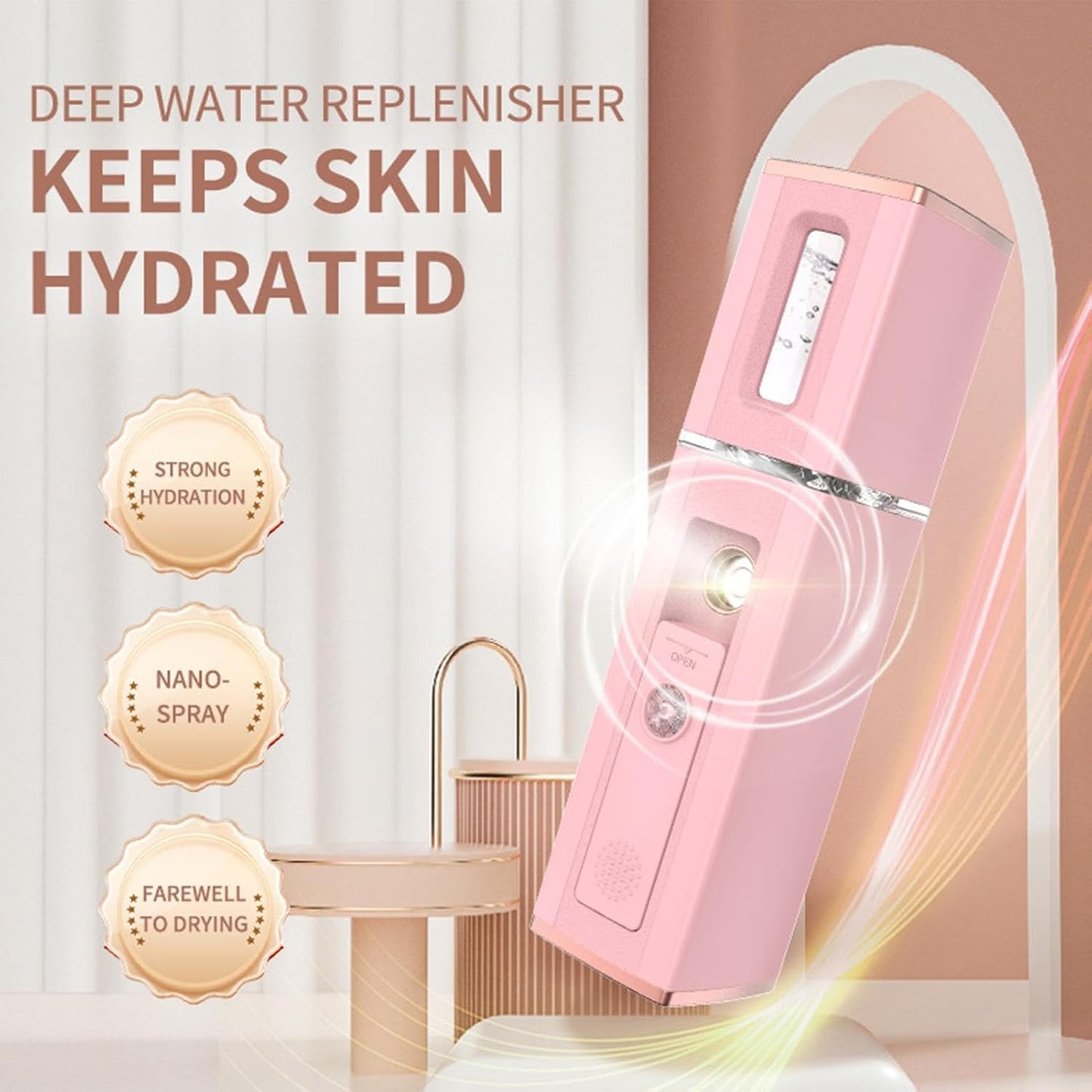 Face Mister, Face Spray, Rechargeable Humidifier, Fine Water Mist, Skin Hydration, Electric Face Mister, Portable Face Sprayer, Travel Beauty Tool, Deep Skin Hydration, Women's Skincare