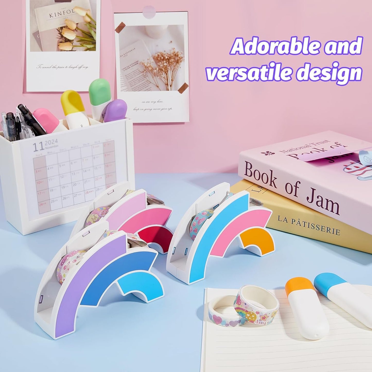 Dormercy Cute Tape Dispenser for Desk, Tape Dispenser for Home School, Desk Accessories (Tape not Included), Purple, 1 Pack