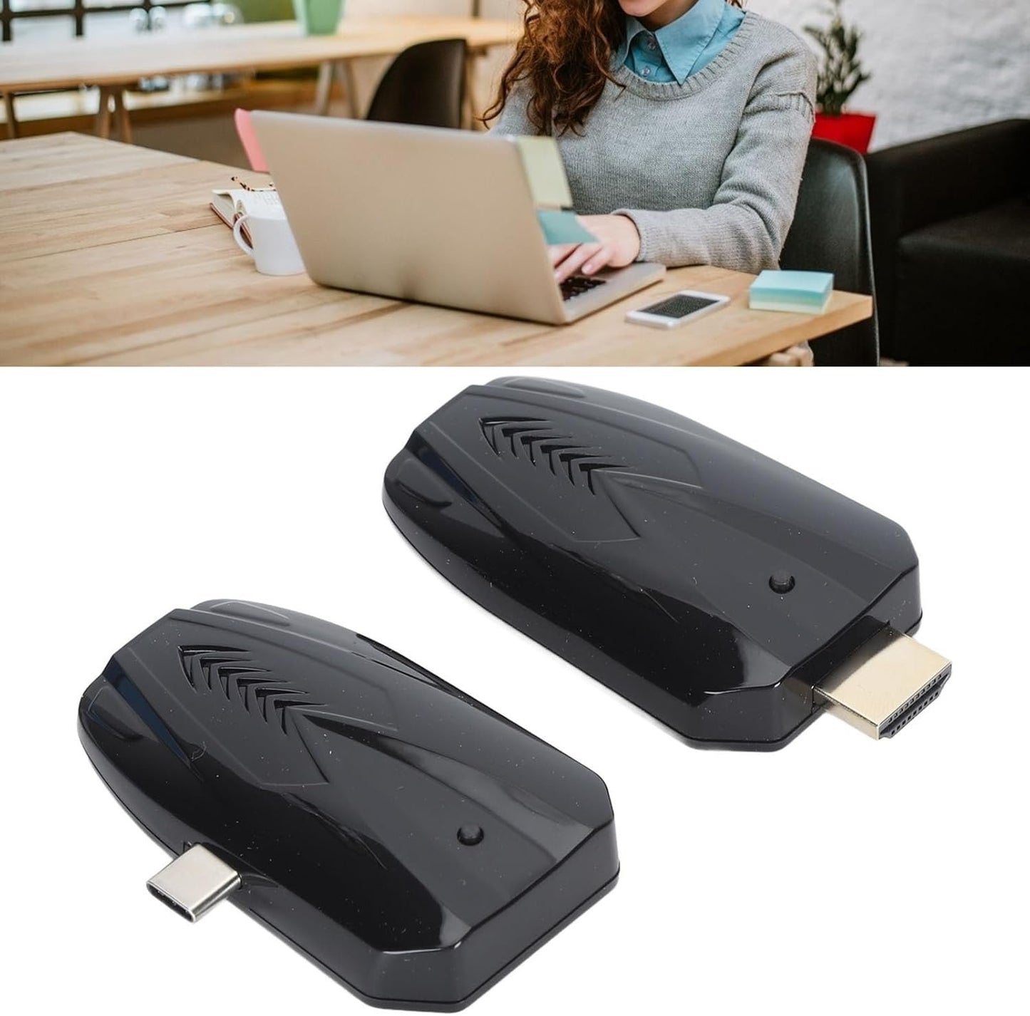 HDMI Display Adapter, 1080P Mobile Screen Mirroring Receiver Dongle with USB Cable, HDMI Transmitter and Receiver Kit