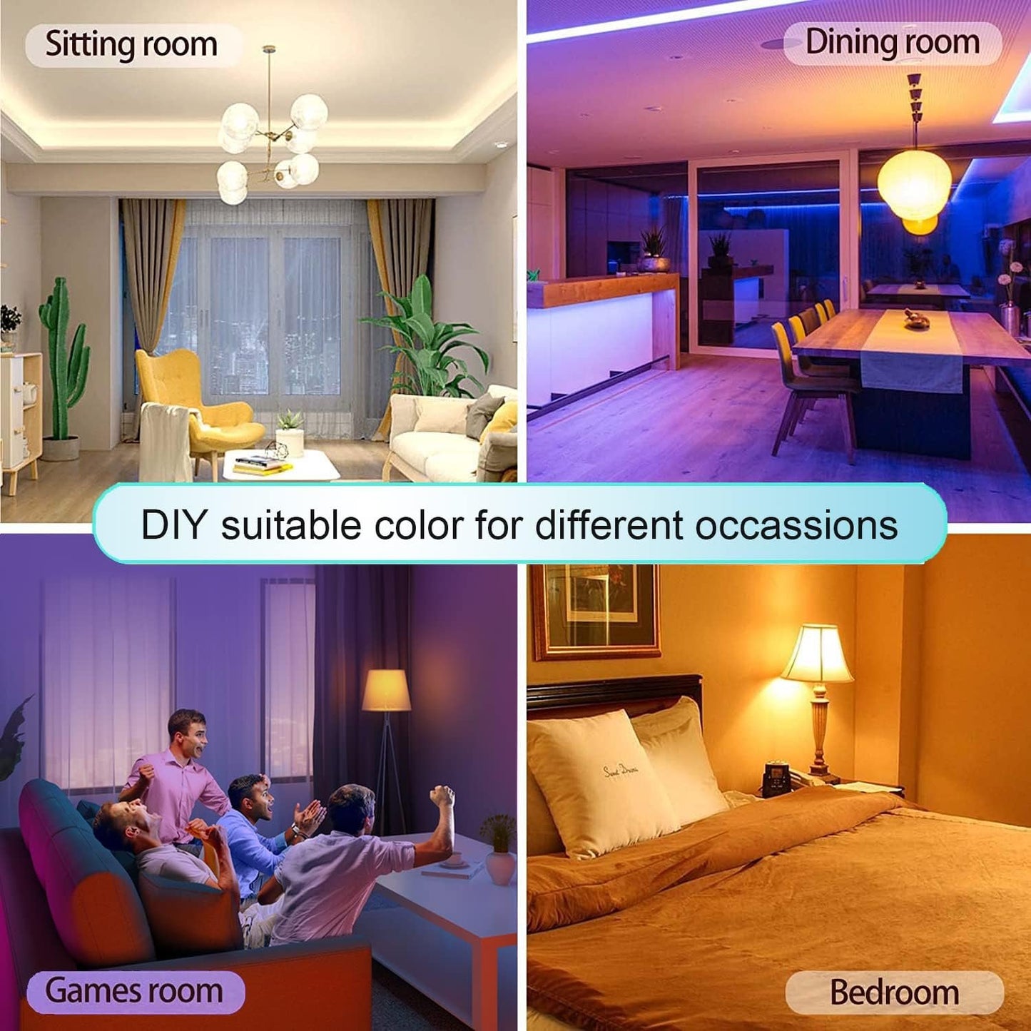 4 Pack Smart Wi-Fi LED Bulbs, E27 Light Bulbs, RGBW Smart LED Light Bulbs with 16 Million Colors, Cool and Warm White Light, Dimmable 2700K to 6500K White Lights