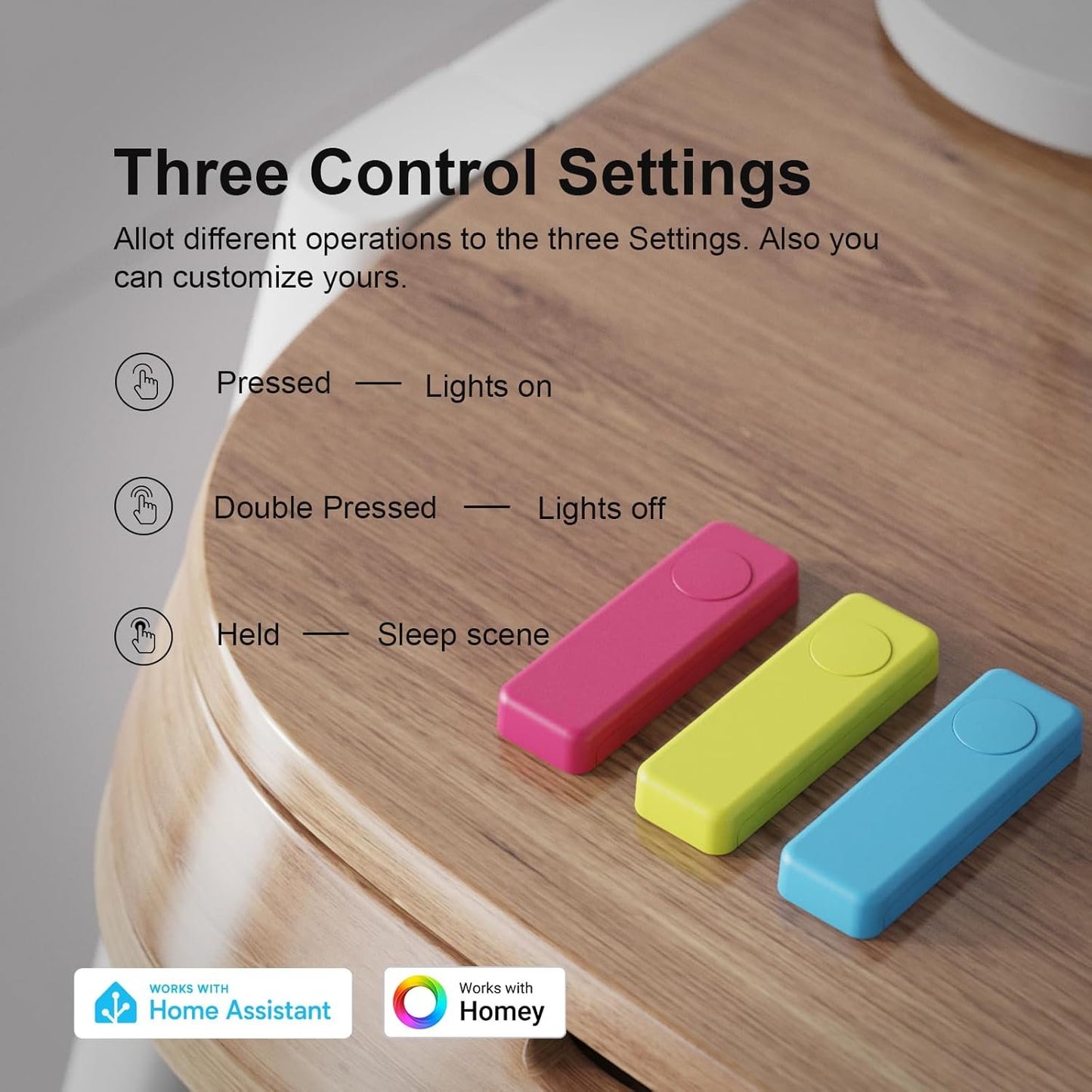 THIRDREALITY ZigBee Smart Button Yellow, 3-Way Remote Control, Require Zigbee hub, Work With SmartThings, Aeotec, Hubitat, Home Assistant, Third Reality Hub, Battery Included.