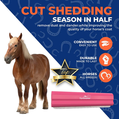 EquiGroomer Large 9" Shedding/Grooming Tool for Horses (Pink)